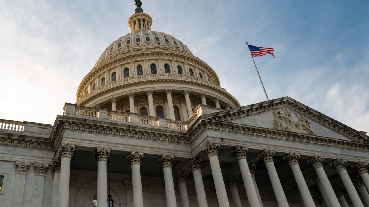 Capitol Hill with U.S. flag flying