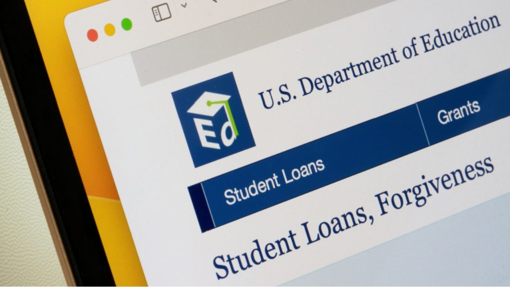 U.S. Department of Education student loan forgiveness webpage.